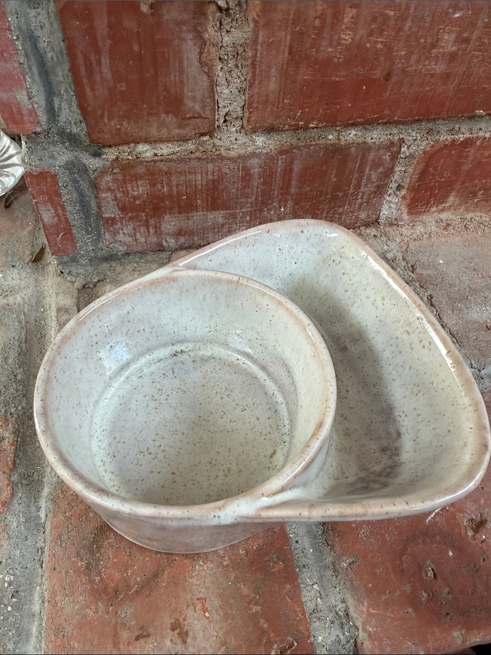 Handmade Cream Ceramic Chip, Dip & Snack Serving Bowl